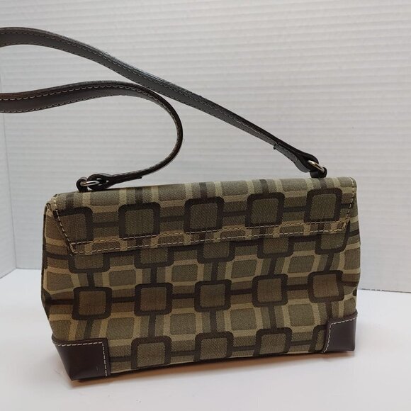 Vintage Nine West Shoulder Bag Geometric Pattern Beige Brown Medium/Small Purse - Picture 3 of 7